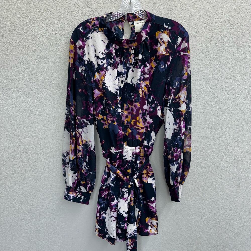 Lane Bryant X Girl With Curves Dress Women's Sz 18 Purple Floral Mini Tie Waist